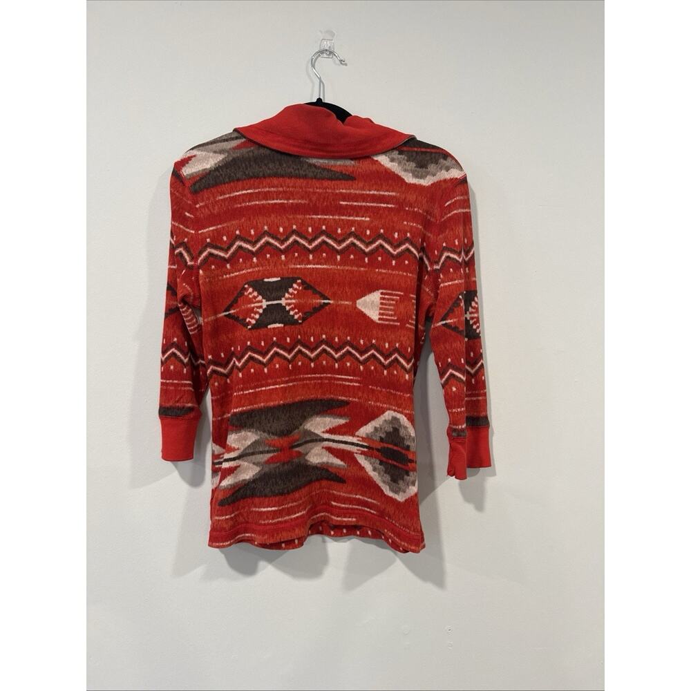 Lauren Ralph Lauren Aztec Red Quarter Zip 3/4 Sleeve Thermal Top Large - Picture 4 of 8